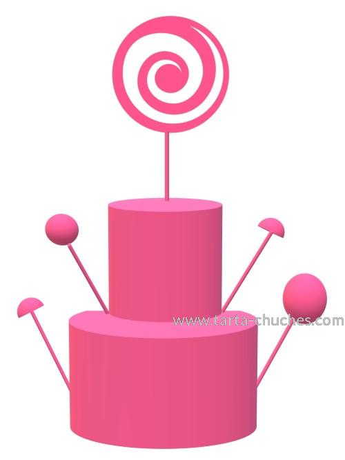 Tarta Chuches Mediana Estrellas Rosa-Negro-Dorado