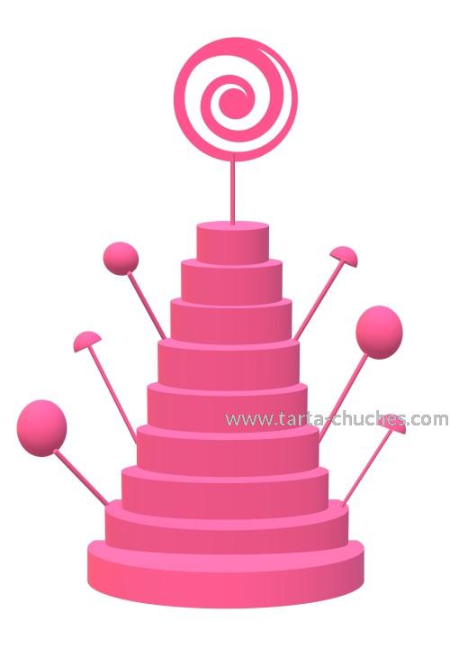 Tarta Chuches Gigante 9 pisos Boda Rosa-Blanco-Plata