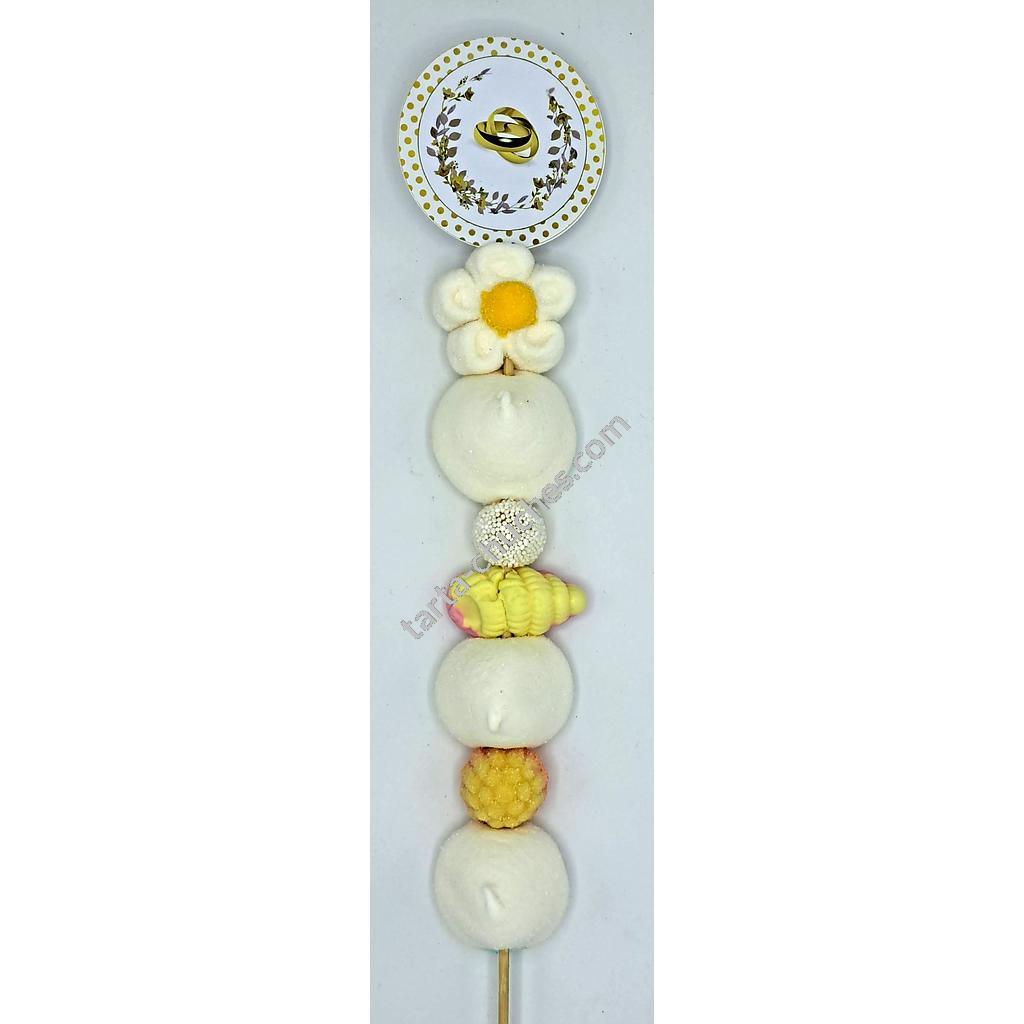 Brocheta Chuches Boda Amarillo-Blanco