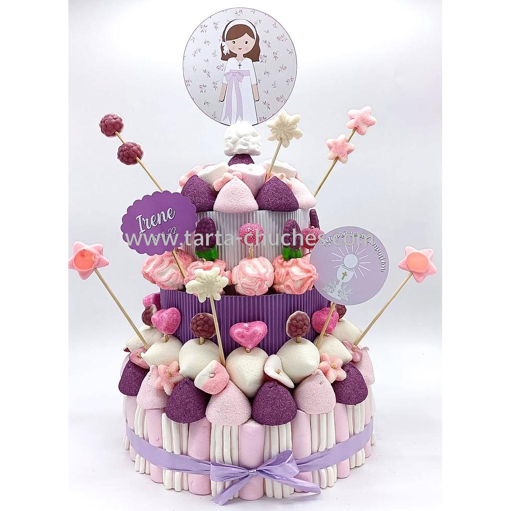 Tarta Chuches Grande Comunion Niña Malva