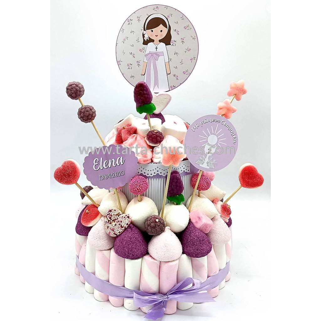 Tarta Chuches Mediana Comunion Niña Malva