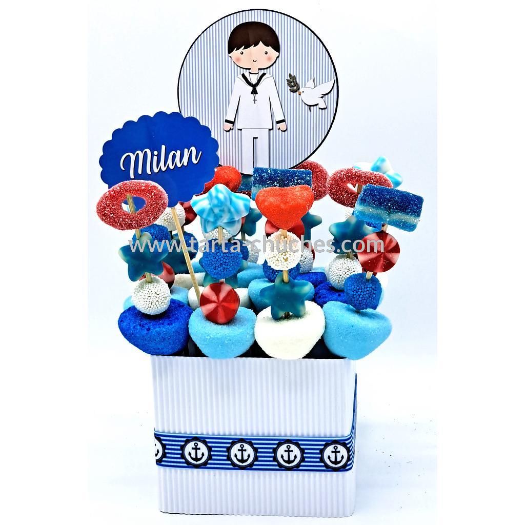 Centro 16 Mini Brochetas Chuches Comunion Niño Marinero