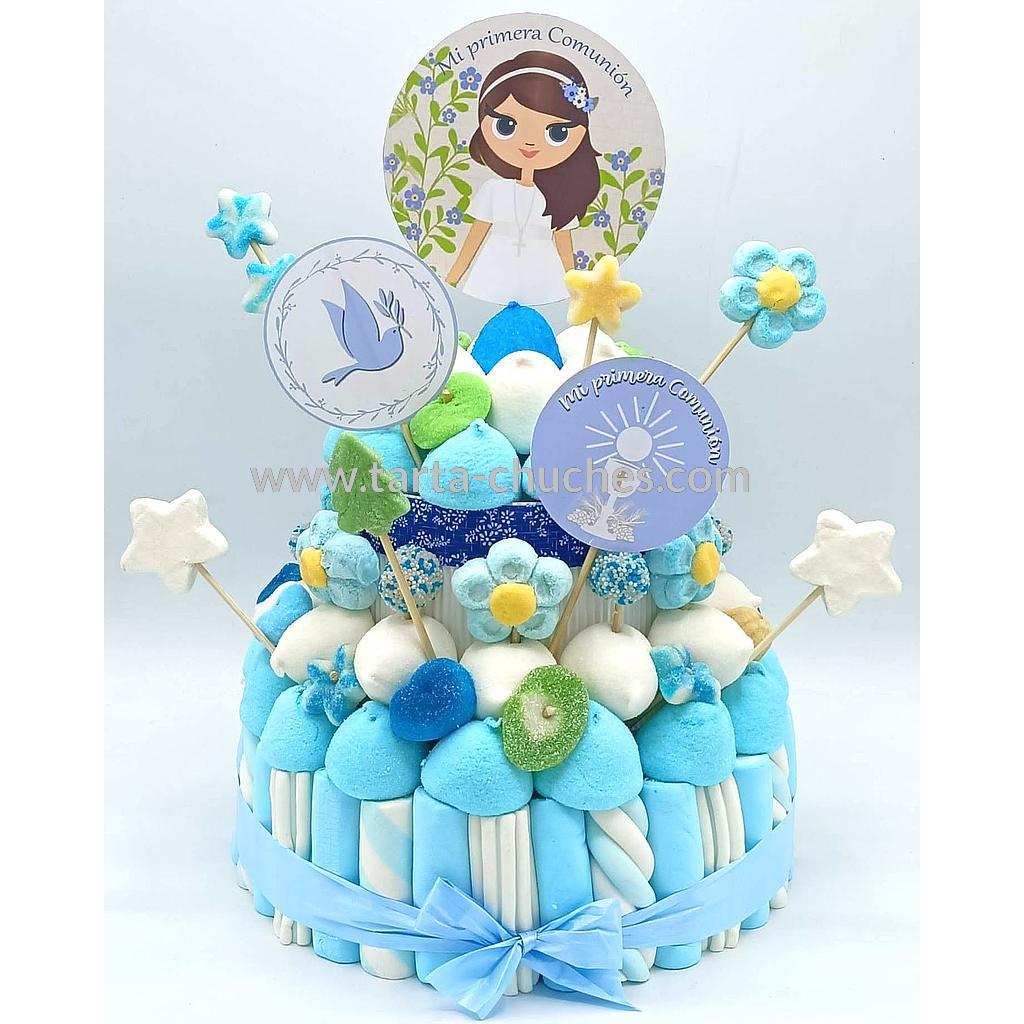 Tarta Chuches Mediana Comunion Niña Azul-Verde