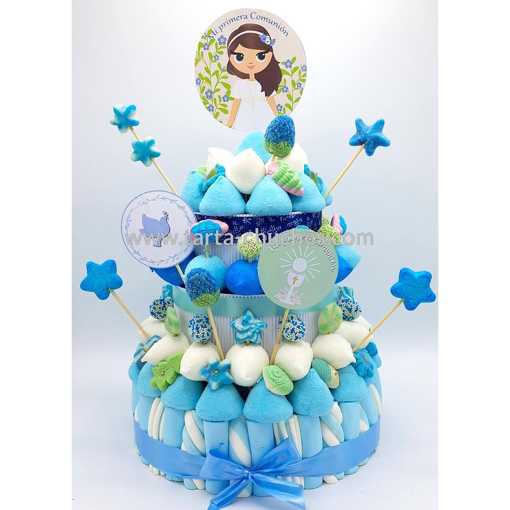 Tarta Chuches Grande Comunion Niña Azul-Verde