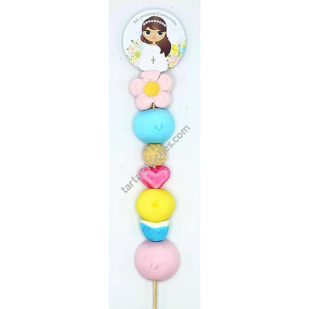 Brocheta Chuches Comunion Niña Pastel