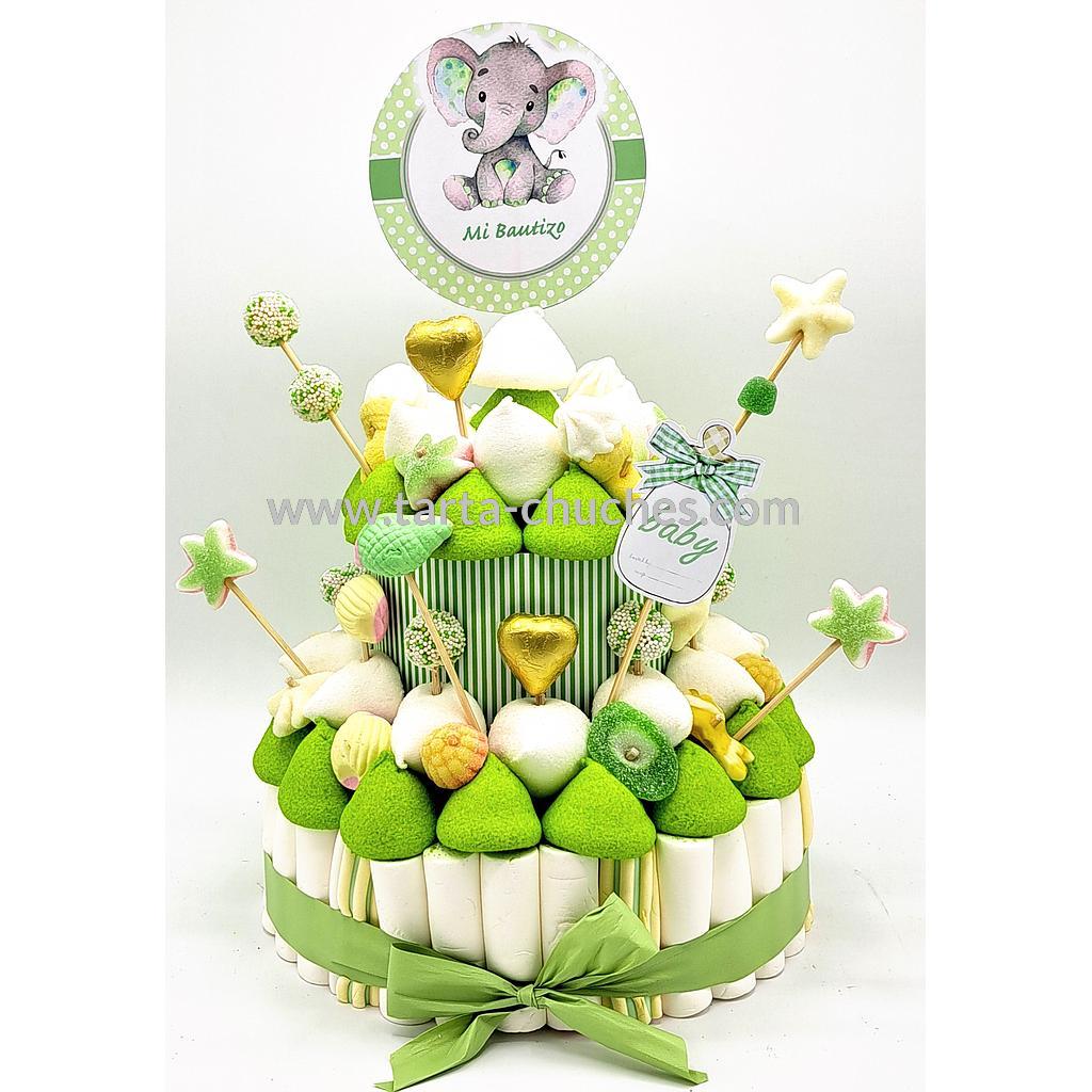 Tarta Chuches Mediana Bautizo Elefante Verde