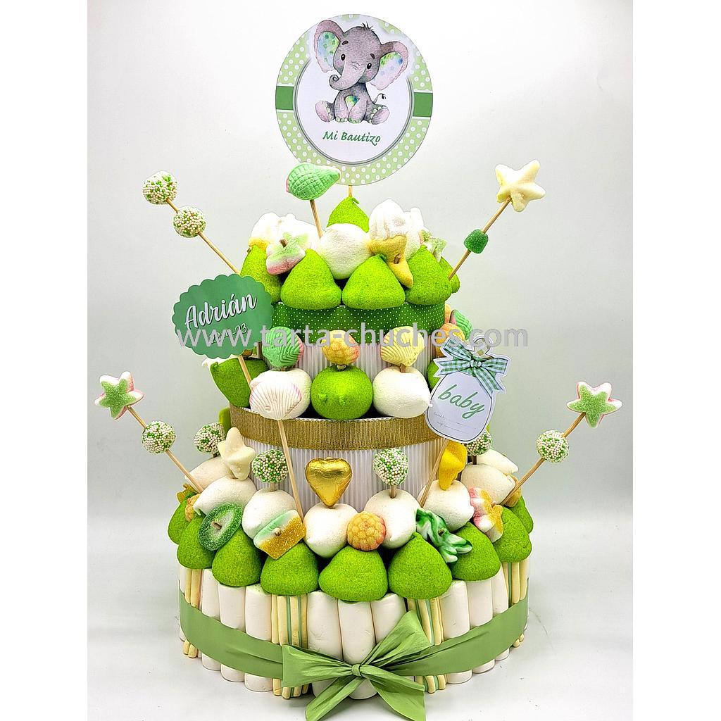 Tarta Chuches Grande Bautizo Elefante Verde