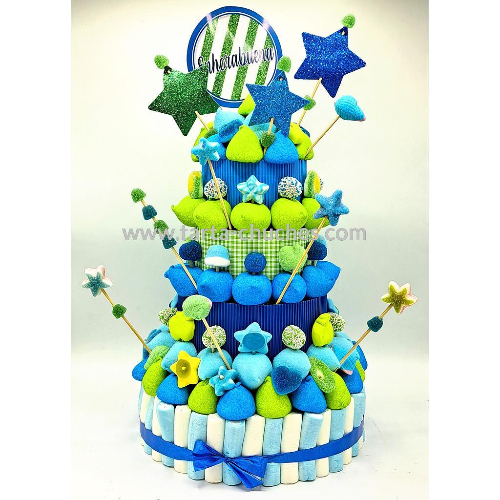 Tarta Chuches Extra Grande Estrellas Azul-Verde (6 opciones)