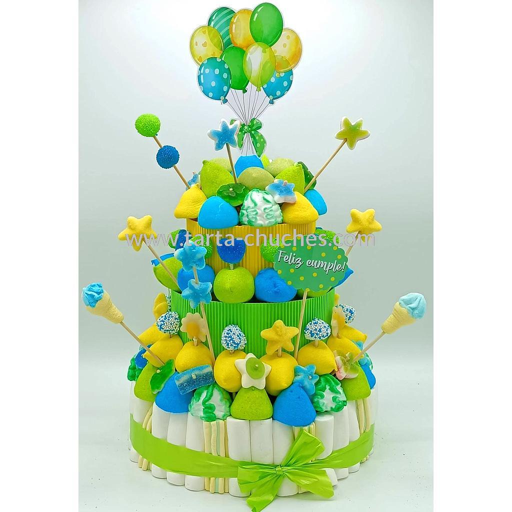 Tarta Chuches Grande Globos Amarillo-Verde (6 opciones)
