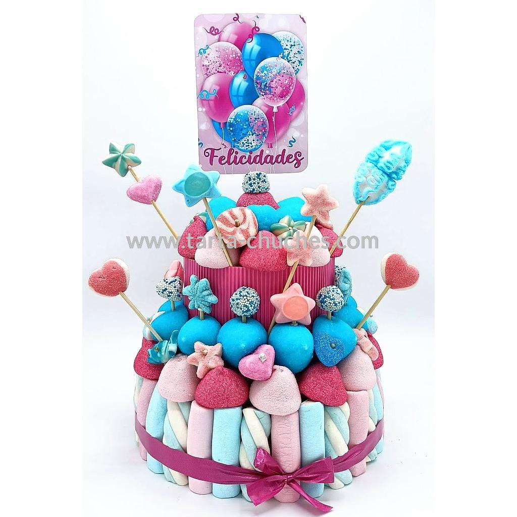 Tarta Chuches Mediana "Felicidades" Rosa-Azul