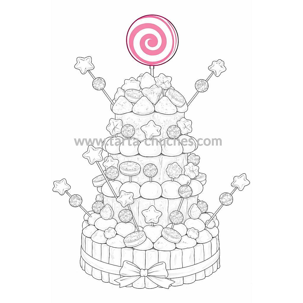 Tarta Chuches Extra Grande Boda Rosa-Blanco-Plata