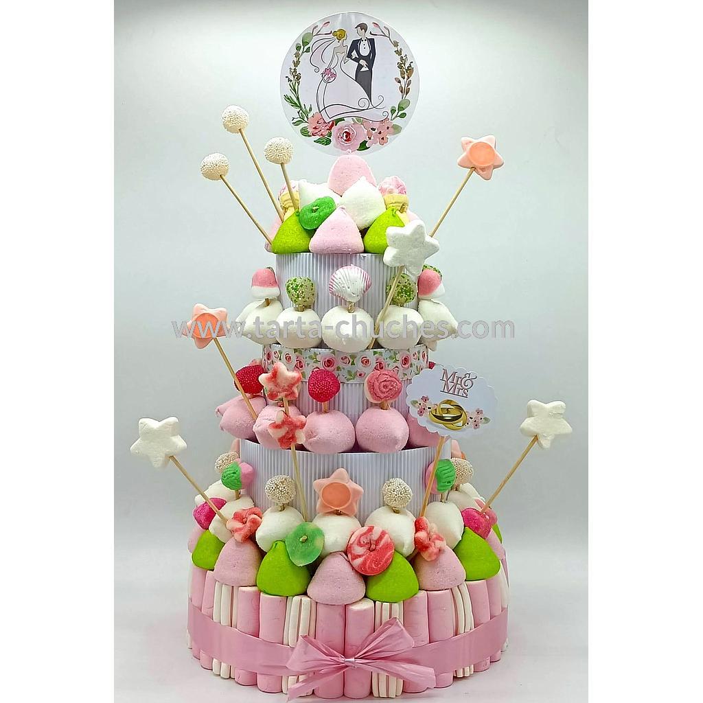 Tarta Chuches Extra Grande Boda Rosa-Blanco-Verde