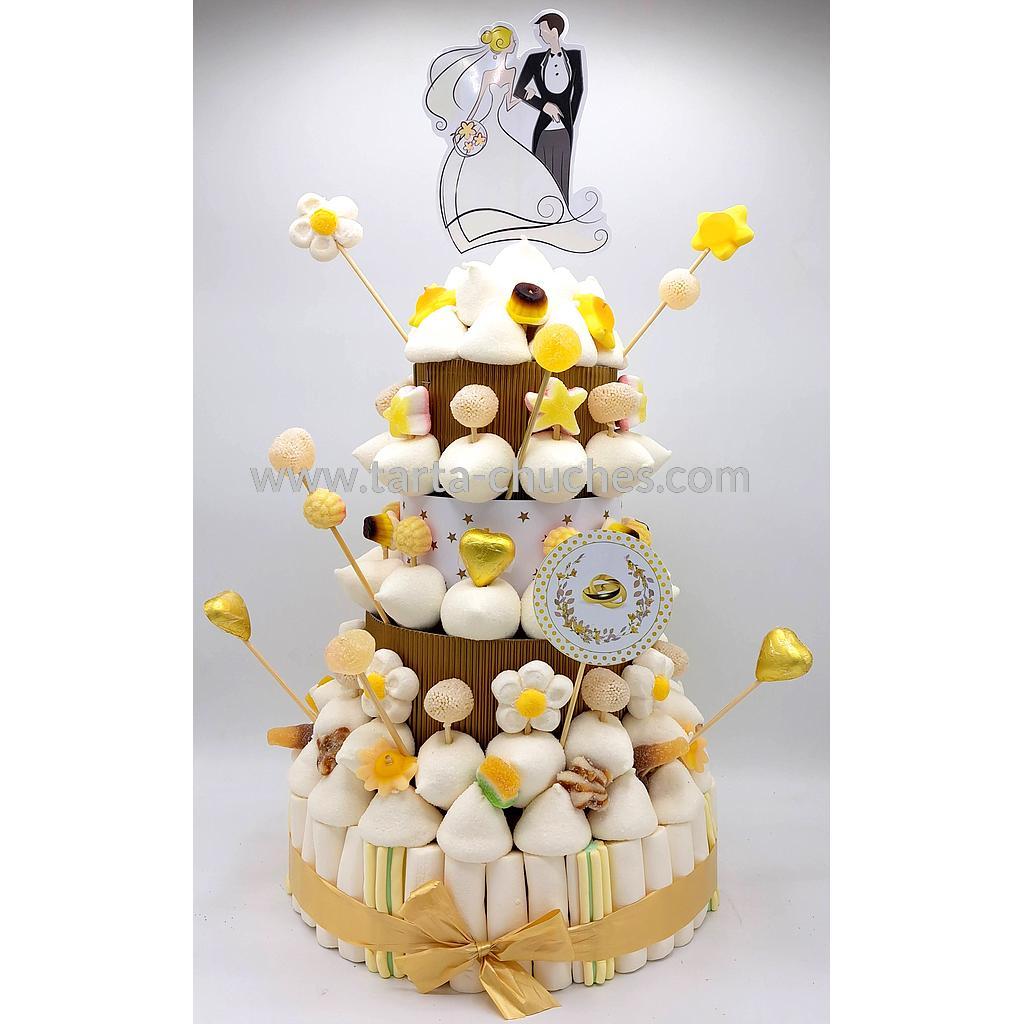 Tarta Chuches Extra Grande Boda Amarillo-Blanco-Dorado