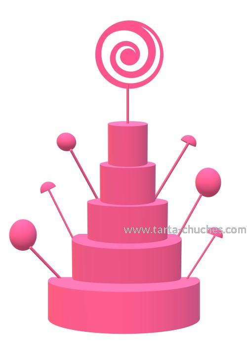 Tarta Chuches Gigante 5 pisos Boda Rojo-Blanco-Dorado