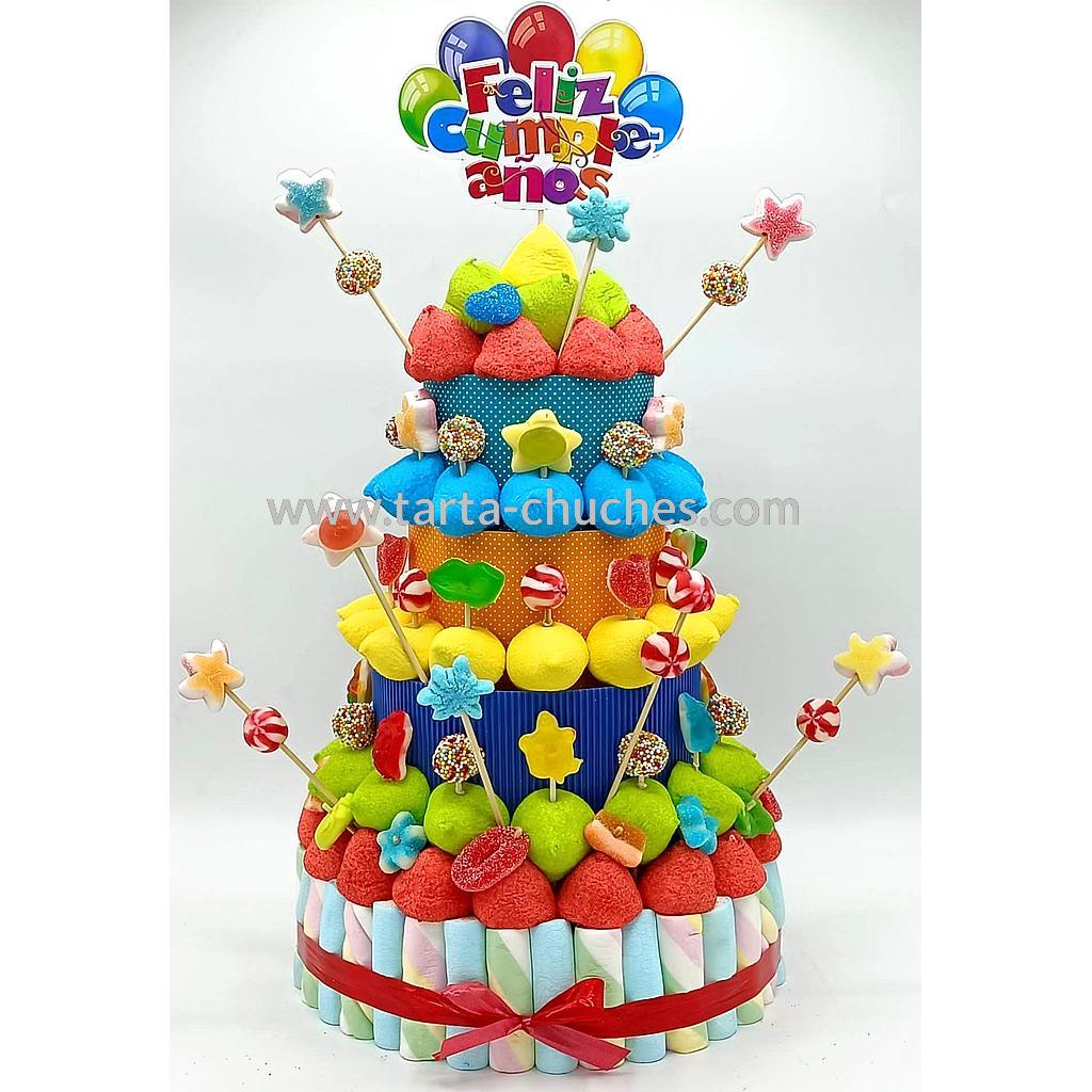 Tarta Chuches Extra Grande &quot;Feliz Cumpleaños&quot; Multicolor