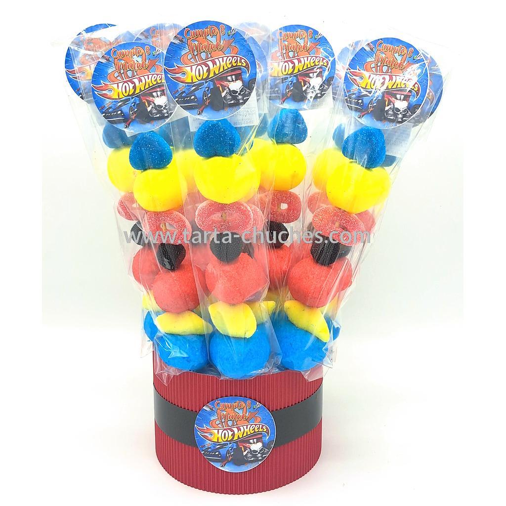 Cubo 12 Brochetas Chuches Hot Wheels