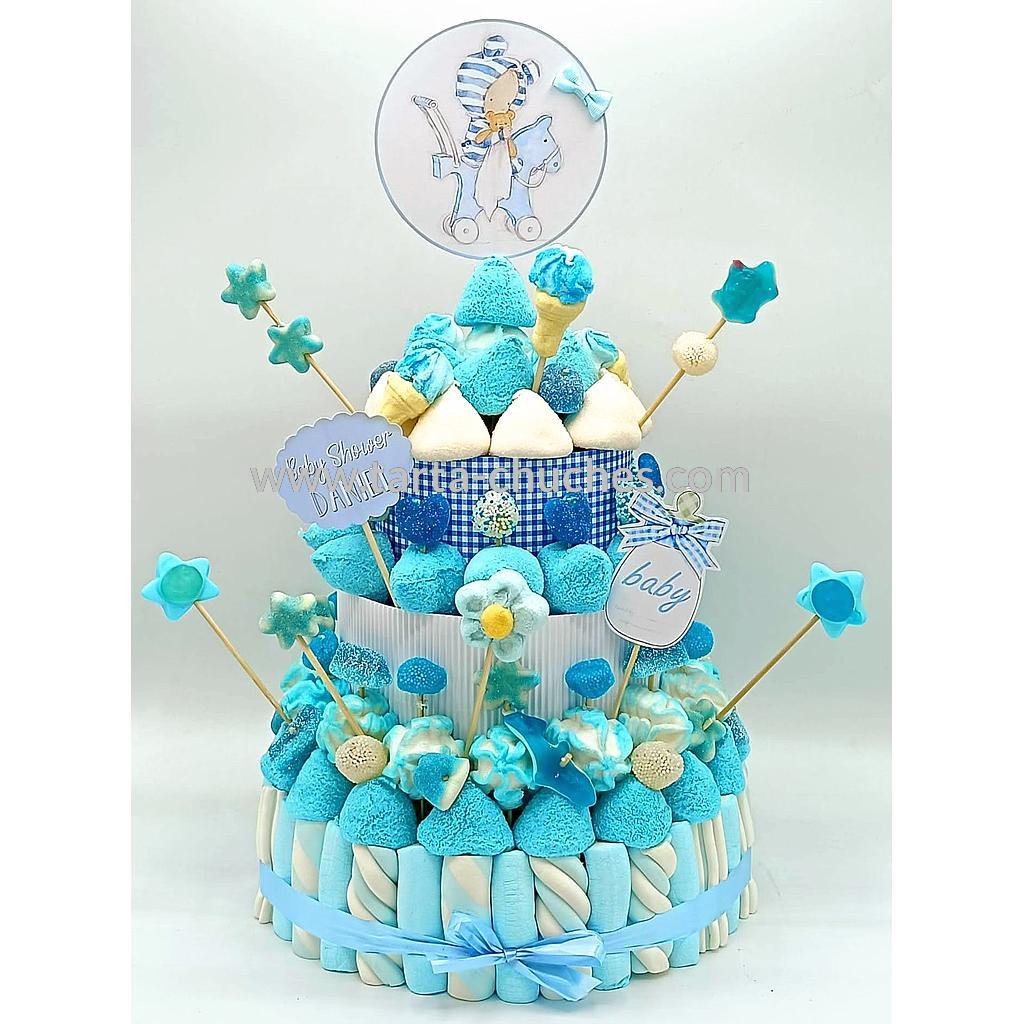 Tarta Chuches Grande Baby Shower Caballito Azul