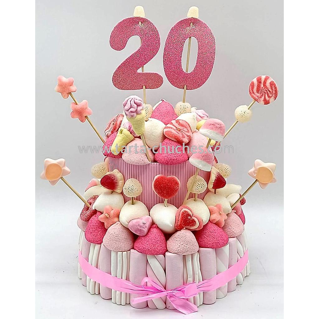 Tarta Chuches Mediana 20 a 29 años Rosa-Blanco (Abrir para seleccionar año)
