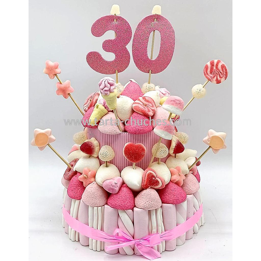 Tarta Chuches Mediana 30 a 39 años Rosa-Blanco (Abrir para seleccionar año)