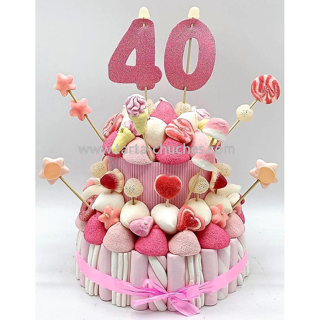 Tarta Chuches Mediana 40 a 49 años Rosa-Blanco (Abrir para seleccionar año)