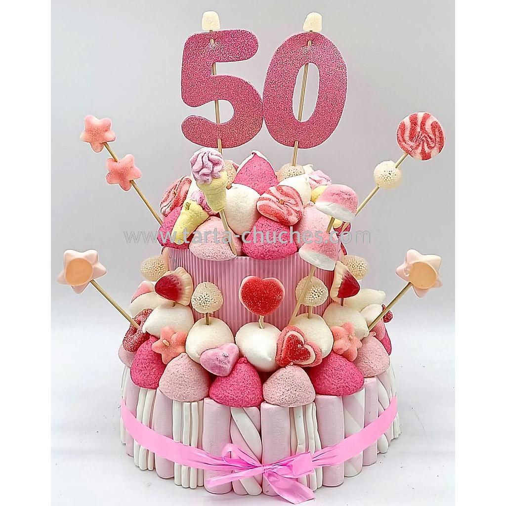 Tarta Chuches Mediana 50 a 59 años Rosa-Blanco (Abrir para seleccionar año)