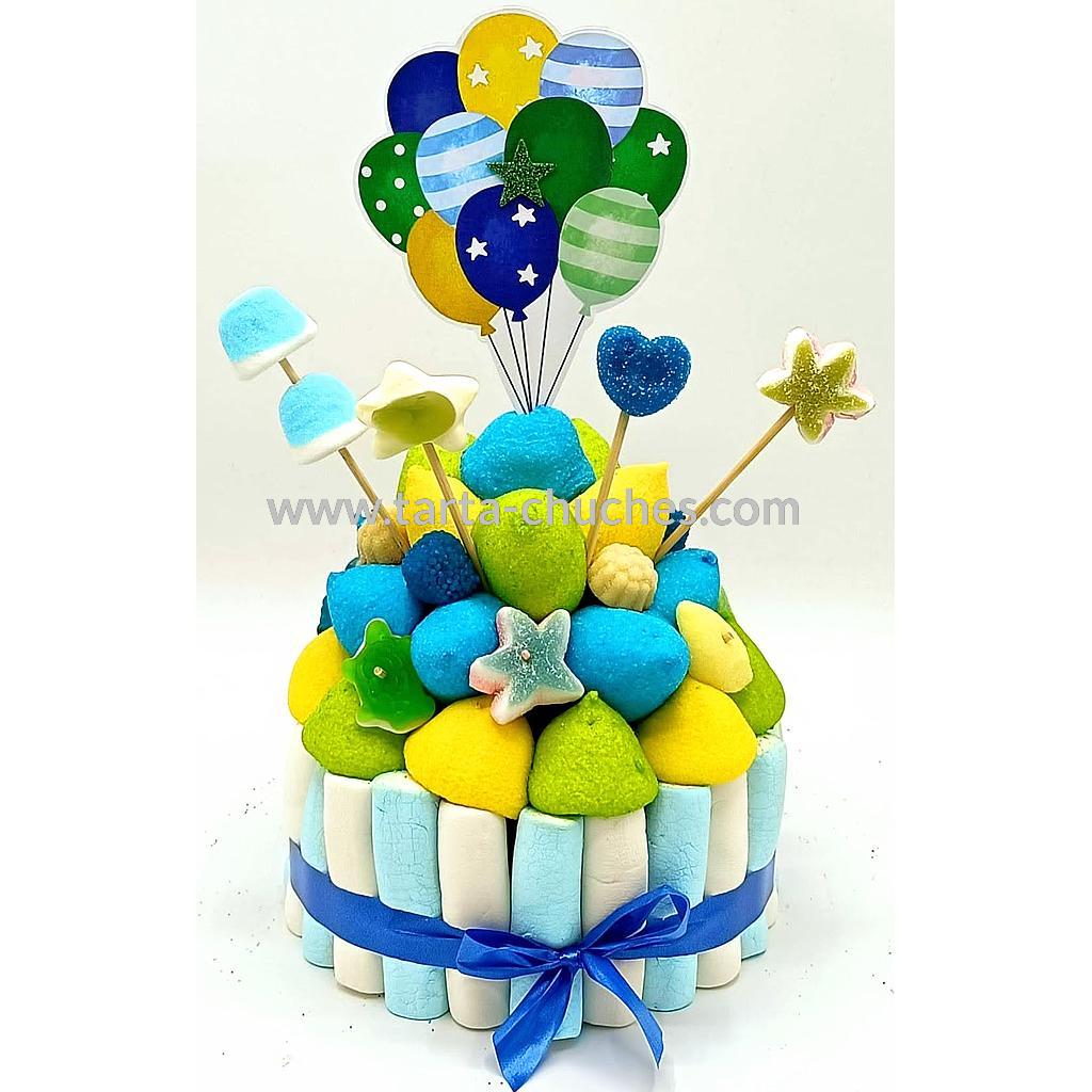 Tarta Chuches Pequeña Globos Amarillo-Verde-Azul (6 opciones)
