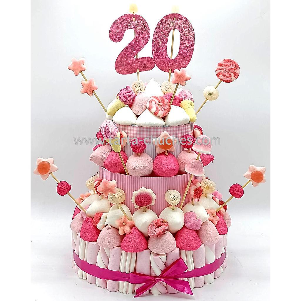 Tarta Chuches Grande 20 a 29 años Rosa-Blanco (Abrir para seleccionar año)