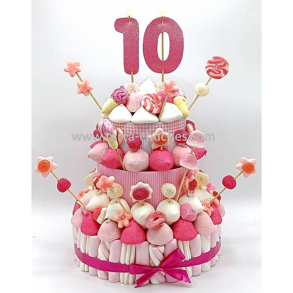Tarta Chuches Grande 10 a 19 años Rosa-Blanco (Abrir para seleccionar año)