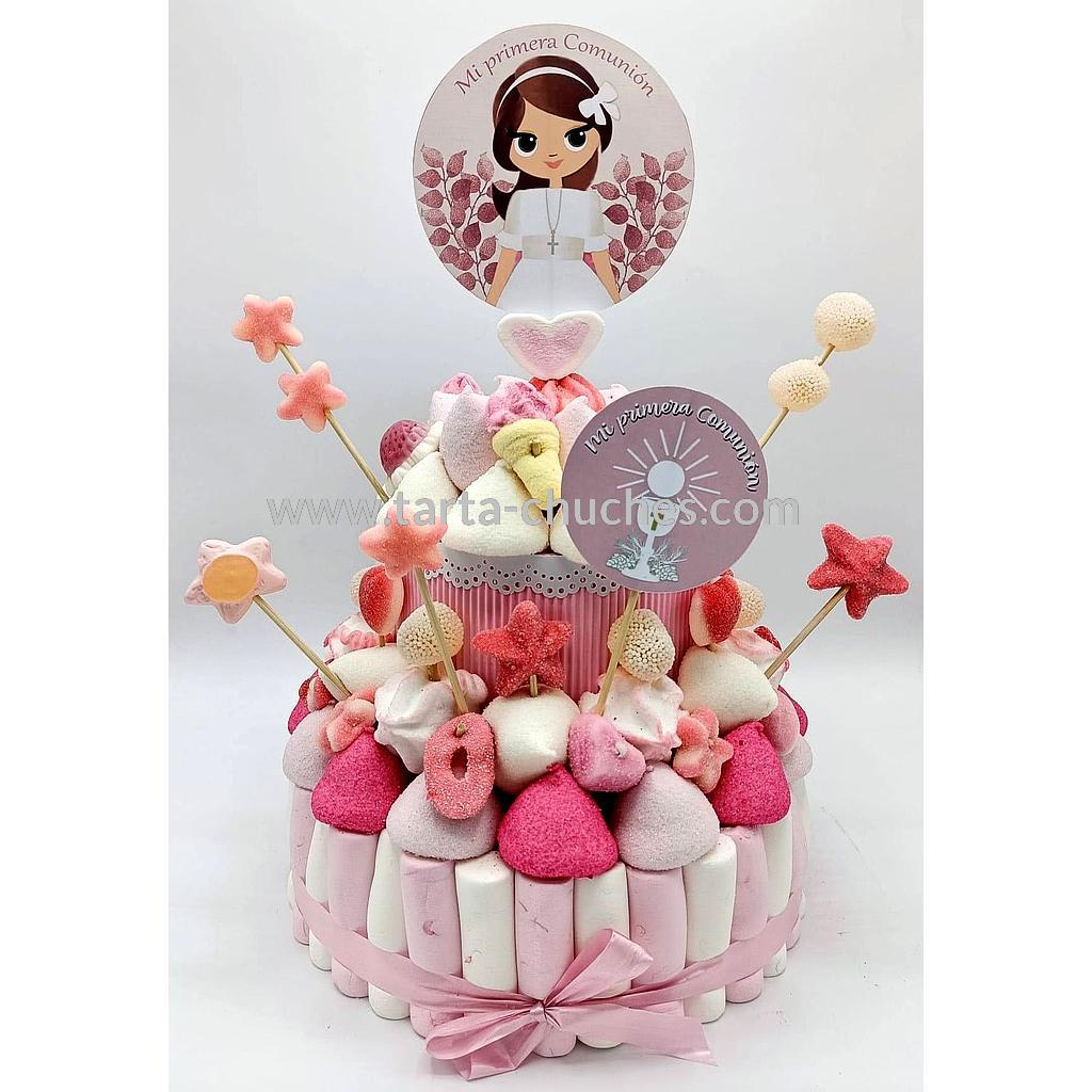 Tarta Chuches Mediana Comunion Niña Hojas