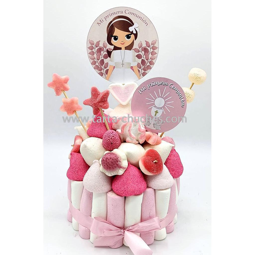 Tarta Chuches Pequeña Comunion Niña Hojas