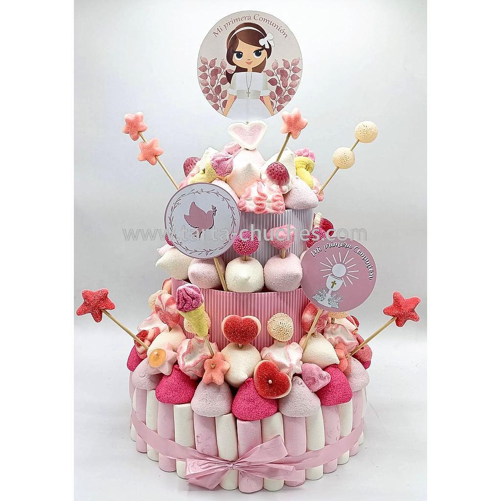Tarta Chuches Grande Comunion Niña Hojas