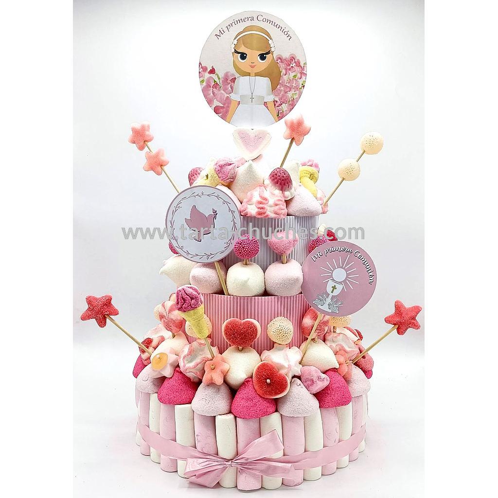 Tarta Chuches Grande Comunion Niña Rubia Flores