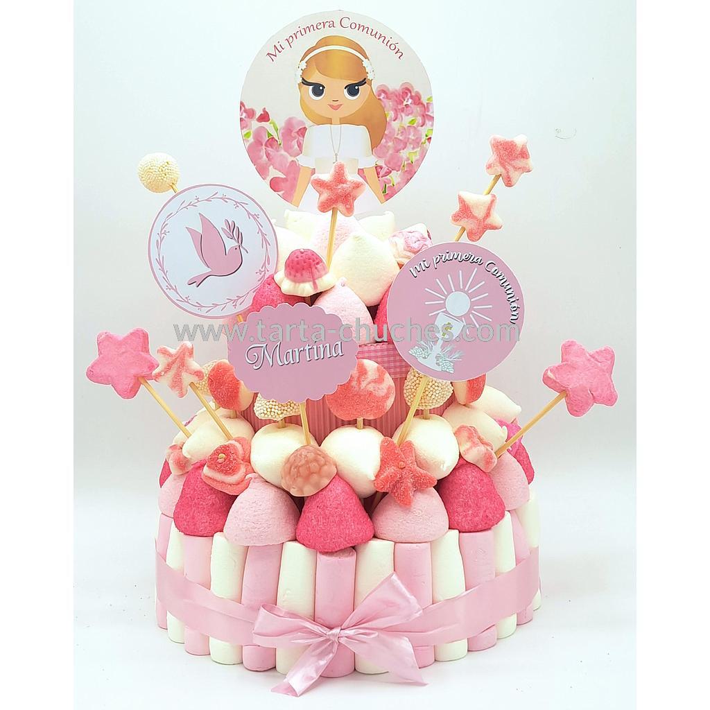 Tarta Chuches Mediana Comunion Niña Rubia Flores