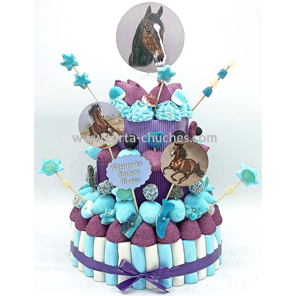 Tarta Chuches Grande Caballos Morado-Azul