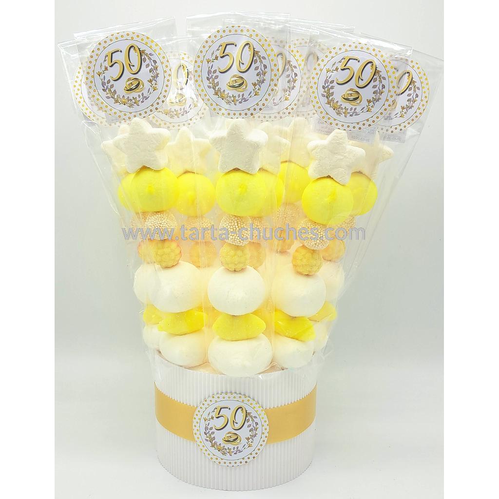 Cubo 12 Brochetas Chuches Bodas de Oro 50 años