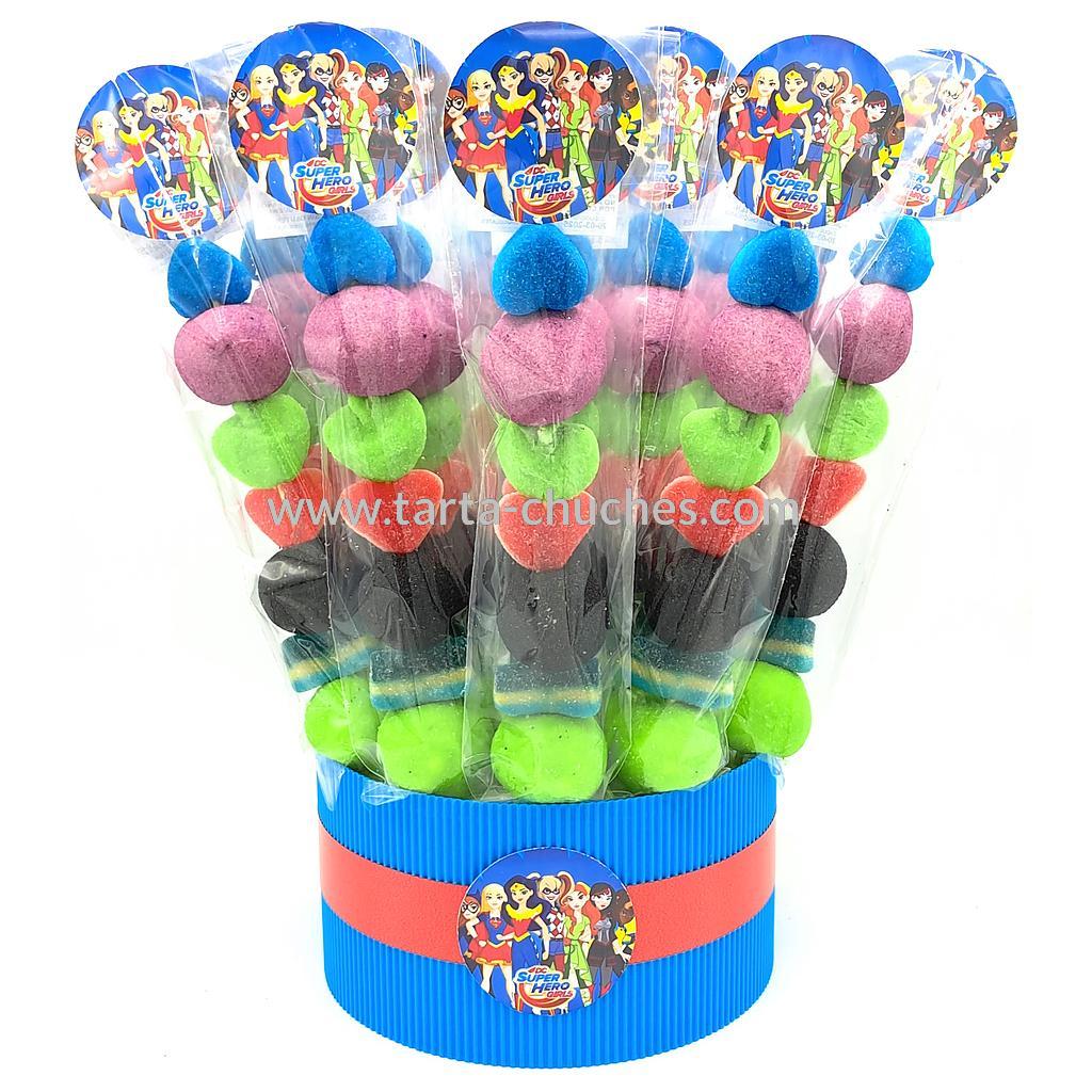 Cubo 12 Brochetas Chuches Superheroinas Femeninas
