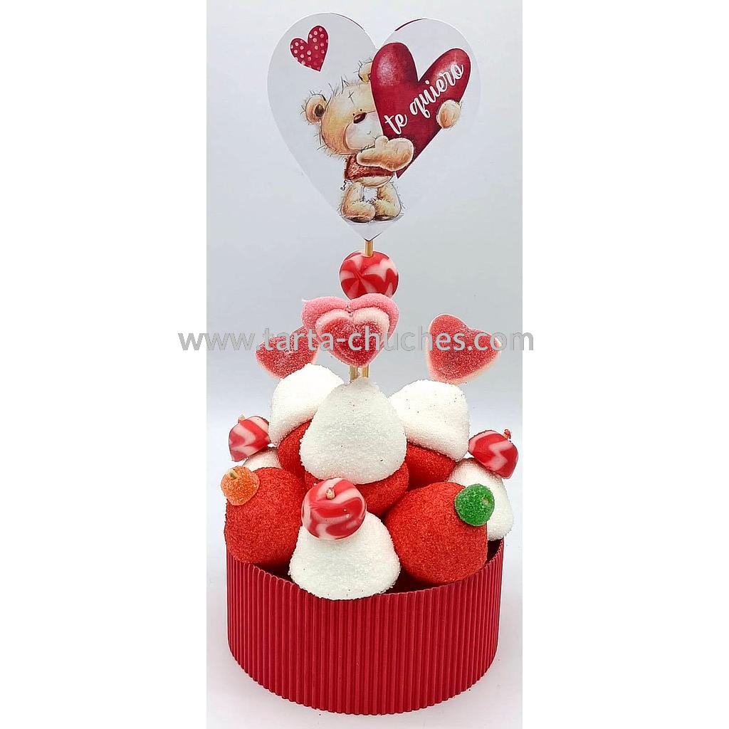 Tarta Chuches Mini Alta San Valentin Osito-B (Abrir para seleccionar frase)