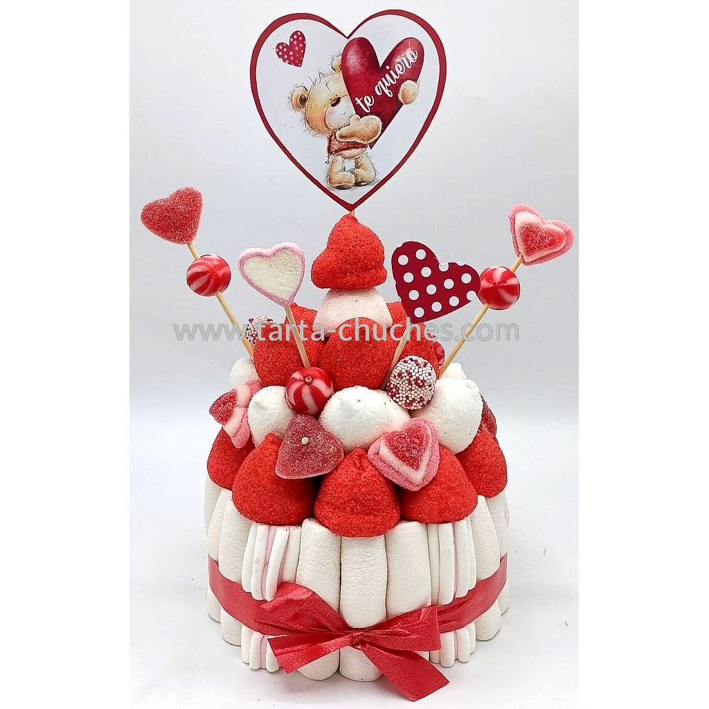 Tarta Chuches Pequeña San Valentin Osito-B (Abrir para seleccionar frase)