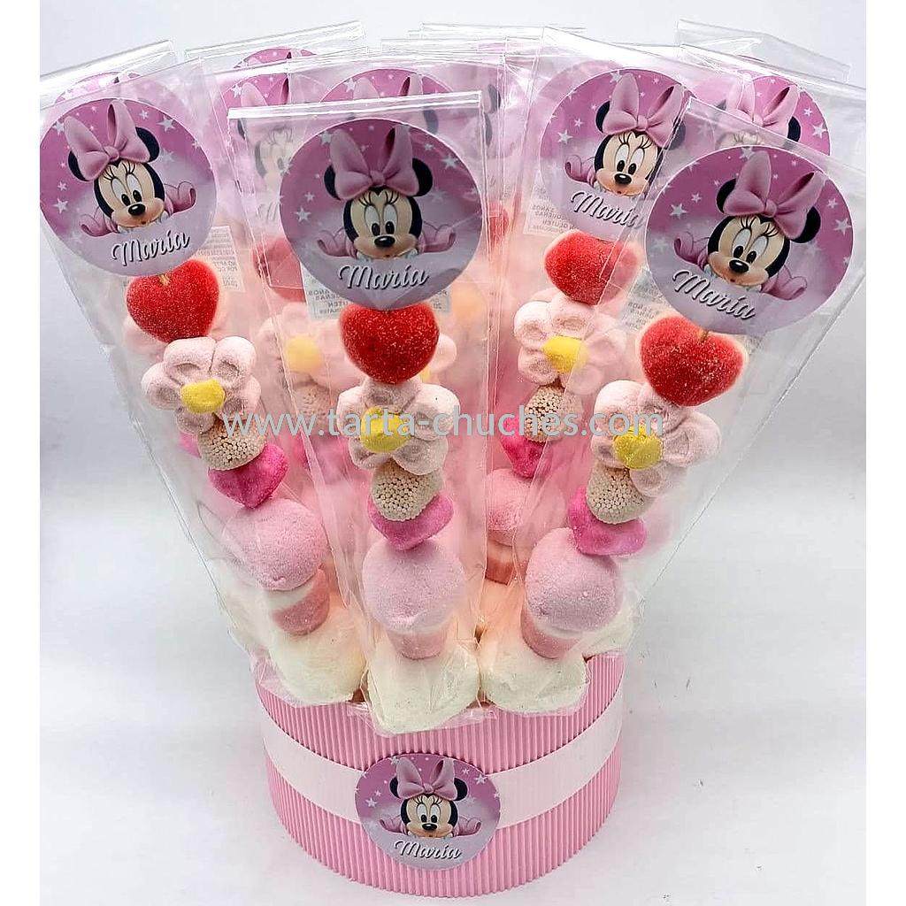 Cubo 20 Brochetas Chuches Minnie Bebe