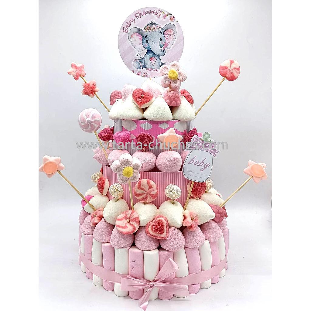 Tarta Chuches Grande Baby Shower Elefantito Rosa