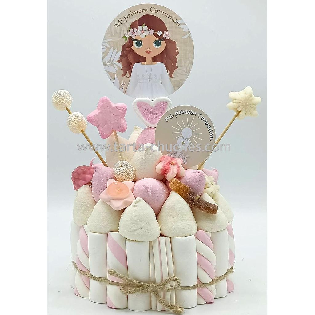 Tarta Chuches Pequeña Comunion Niña Rustica Rosa-Beis