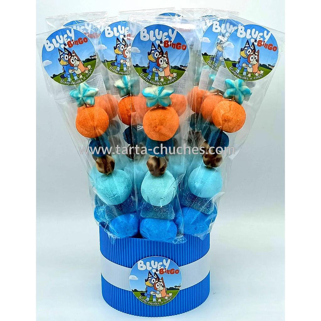 Cubo 12 Brochetas Chuches Bluey y Bingo