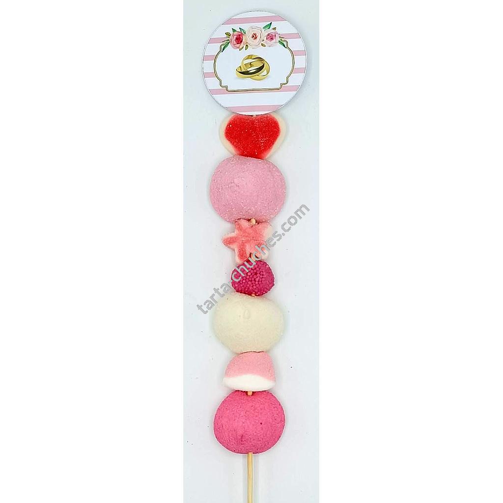 Brocheta Chuches Boda Rosa-Blanco