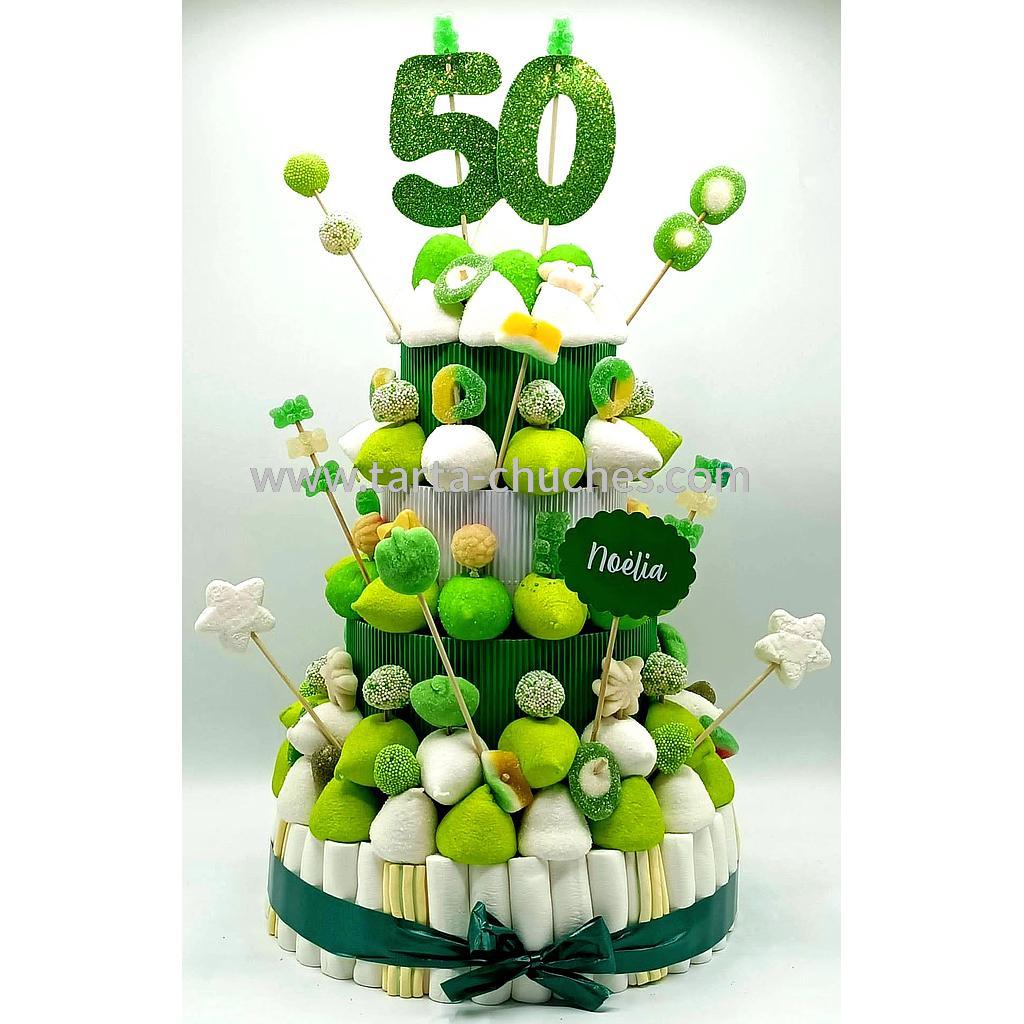 Tarta Chuches Extra Grande 50 a 59 años Verde-Blanco (Abrir para seleccionar año)