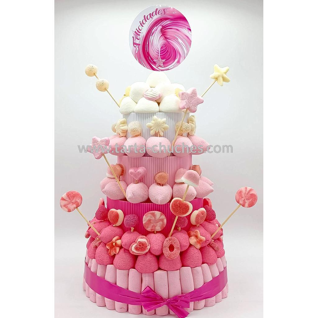 Tarta Chuches Extra Grande Degradado Rosa-Blanco (Abrir para seleccionar frase)