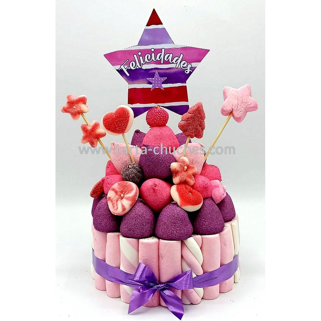 Tarta Chuches Pequeña Acuarela Rosa-Morado (Abrir para seleccionar frase)