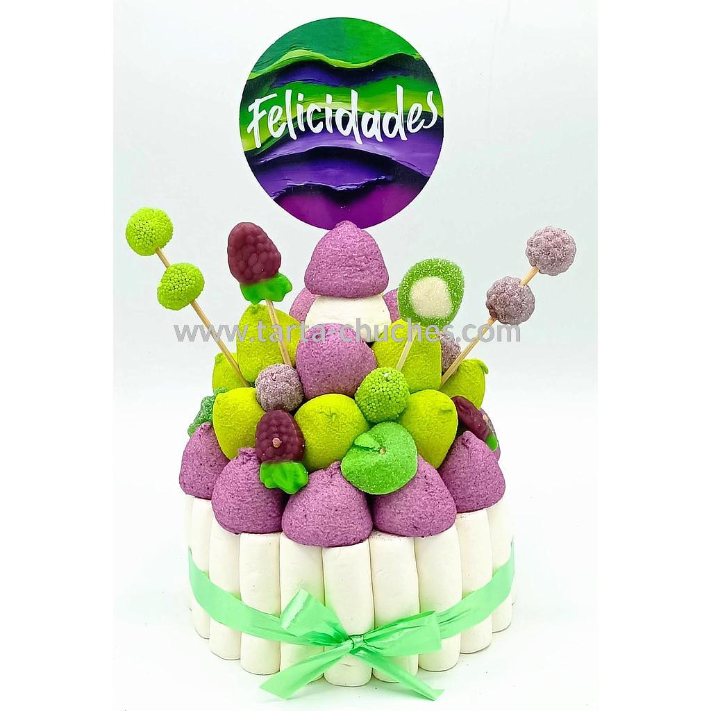 Tarta Chuches Pequeña Ondas Verde-Morado (Abrir para seleccionar frase)
