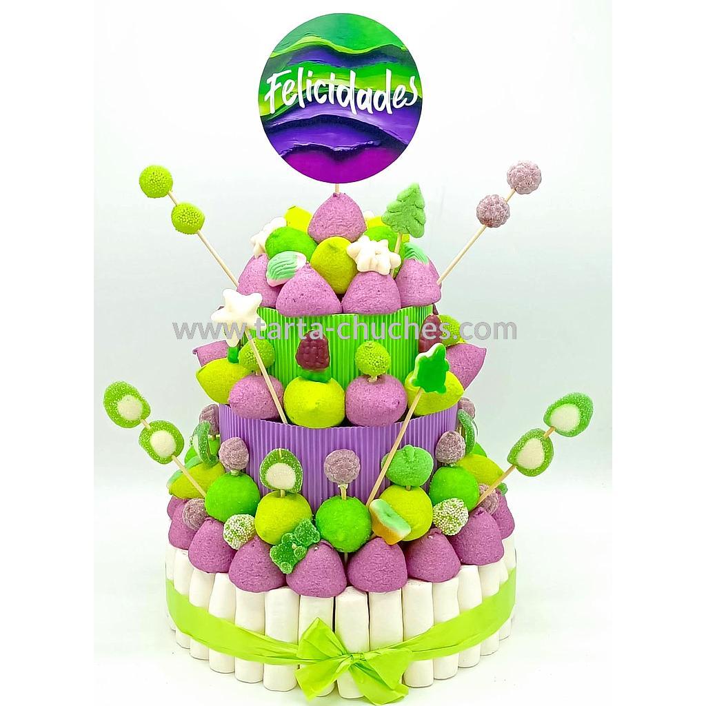 Tarta Chuches Grande Ondas Verde-Morado (Abrir para seleccionar frase)