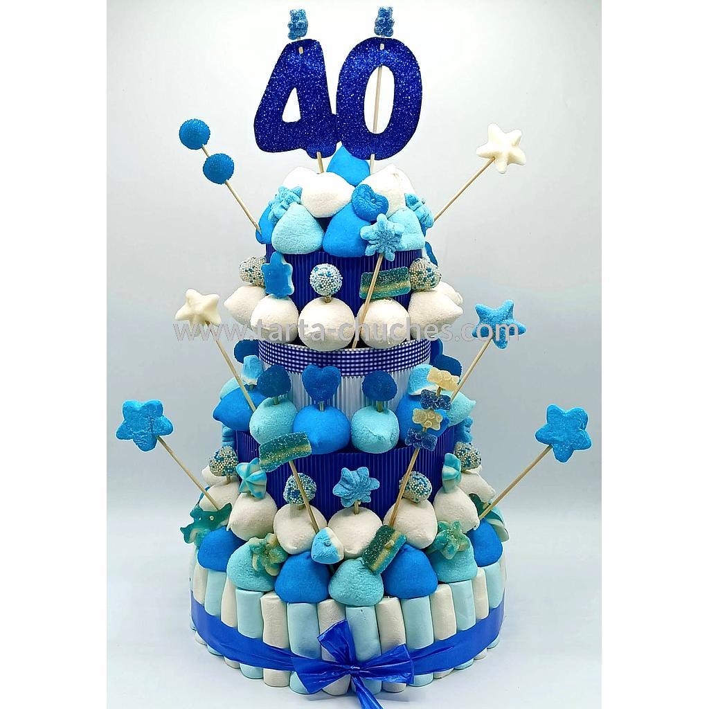 Tarta Chuches Extra Grande 40 a 49 años Azul-Blanco (Abrir para seleccionar año)