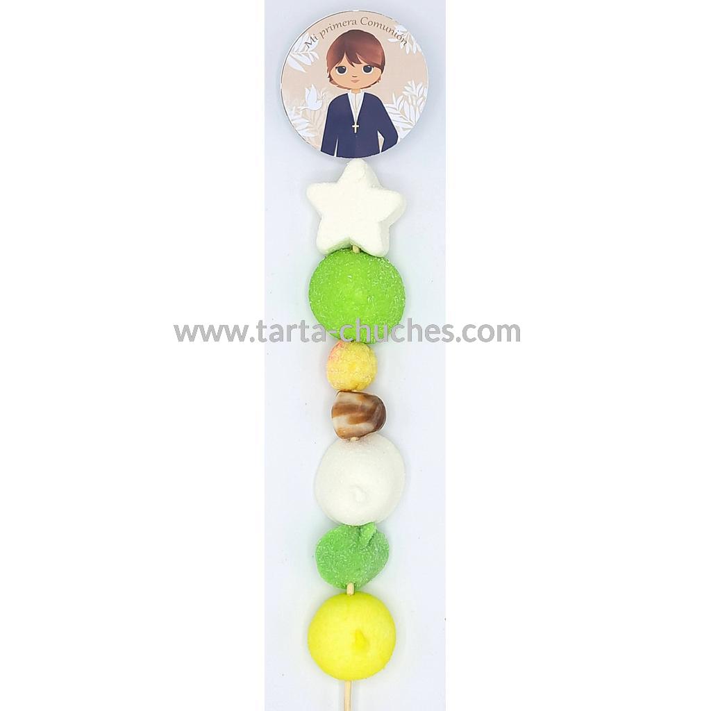 Brocheta Chuches Comunion Niño Rustica Amarillo-Verde